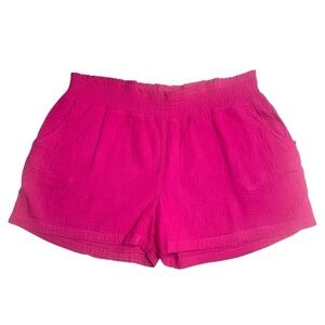 Three Dots Size 2xl Hot Pink Double Gauze Pull On Shorts Beachy Stretch Waist